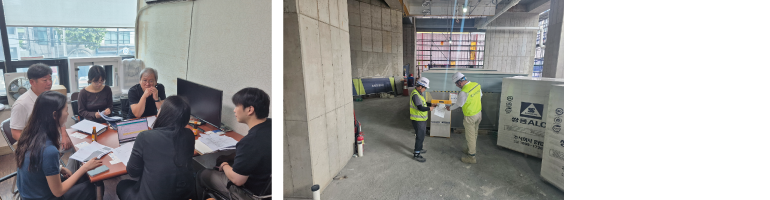  ESG 현장 평가 (왼쪽), 현장 시공품질 점검 모습(오른쪽)